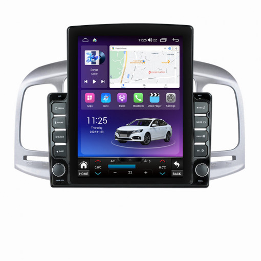 Navigatie dedicata cu Android Hyundai Accent III 2005 - 2010, 4GB RAM, Radio GPS Dual Zone, Touchscreen IPS 9.7" HD tip Tesla, Internet Wi-Fi si slot SIM 4G, Bluetooth, MirrorLink, USB, Waze