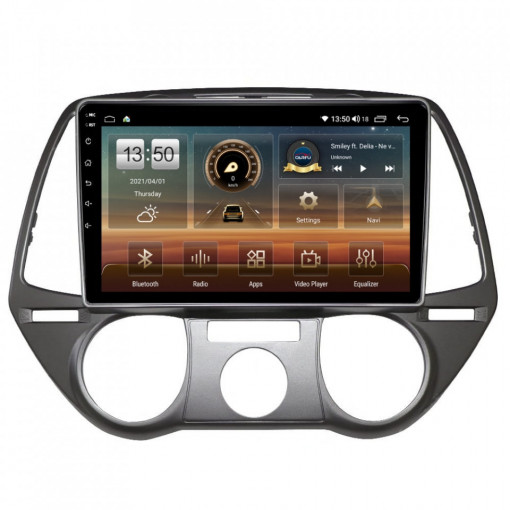 Navigatie dedicata cu Android Hyundai i20 2008 - 2012, clima manuala, 4GB RAM, Radio GPS Dual Zone, Display HD IPS 9" Touchscreen, Internet Wi-Fi si slot SIM 4G, Bluetooth, MirrorLink, USB, Waze