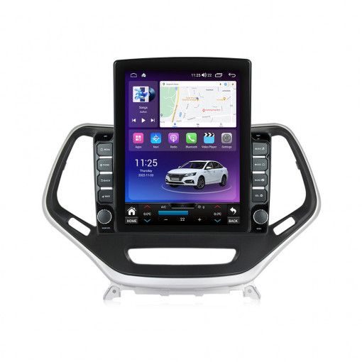 Navigatie dedicata cu Android Jeep Cherokee V 2014 - 2019, 4GB RAM, Radio GPS Dual Zone, Touchscreen IPS 9.7" HD tip Tesla, Internet Wi-Fi si slot SIM 4G, Bluetooth, MirrorLink, USB, Waze