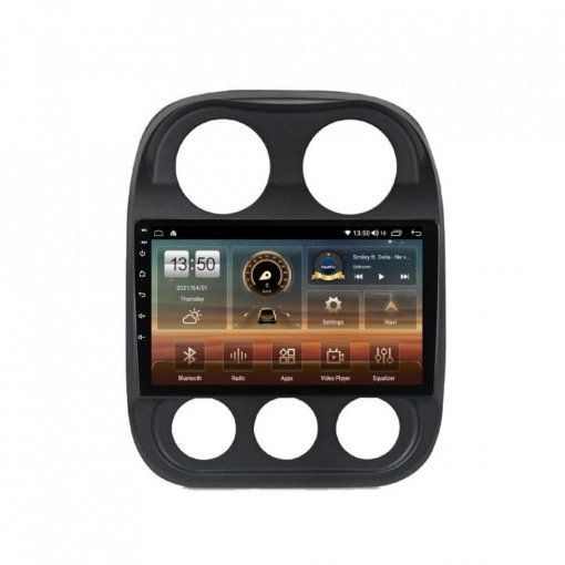 Navigatie dedicata cu Android Jeep Compass I 2011 - 2016, 8GB RAM, Radio GPS Dual Zone, Display HD IPS 10" Touchscreen, Internet Wi-Fi si slot SIM 4G, Bluetooth, MirrorLink, USB, Waze