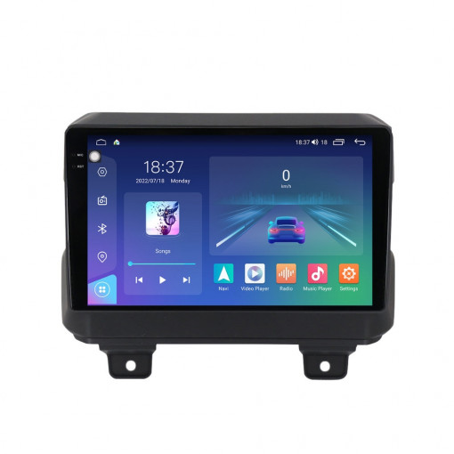 Navigatie dedicata cu Android Jeep Wrangler IV dupa 2018, 8GB RAM, Radio GPS Dual Zone, Display 2K QLED 9.5" Touchscreen, Internet Wi-Fi si slot SIM 4G, Bluetooth, MirrorLink, USB