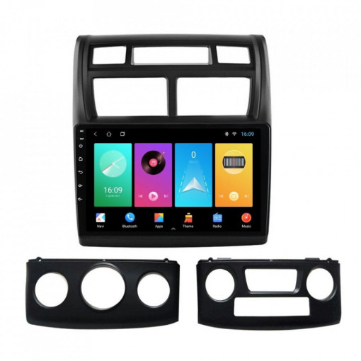 Navigatie dedicata cu Android KIA Sportage 2004 - 2010, 1GB RAM, Radio GPS Dual Zone, Display HD IPS 9" Touchscreen, Internet Wi-Fi, Bluetooth, MirrorLink, USB, Waze