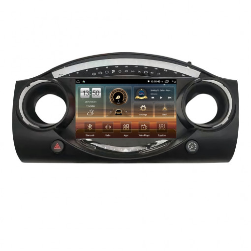 Navigatie dedicata cu Android Mini Cooper / One (R50, R52, R53) 2001 - 2008, 6GB RAM, Radio GPS Dual Zone, Display HD IPS 9" Touchscreen, Internet Wi-Fi si slot SIM 4G, Bluetooth, MirrorLink, USB, Waze