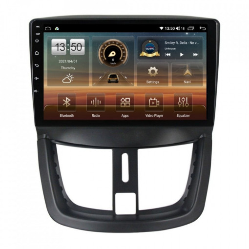 Navigatie dedicata cu Android Peugeot 207 2006 - 2015, 4GB RAM, Radio GPS Dual Zone, Display HD IPS 9" Touchscreen, Internet Wi-Fi si slot SIM 4G, Bluetooth, MirrorLink, USB, Waze