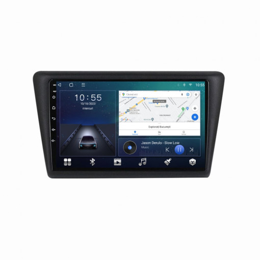 Navigatie dedicata cu Android Skoda Rapid 2011 - 2019, 2GB RAM, Radio GPS Dual Zone, Display HD QLED 9" Touchscreen, Internet Wi-Fi si slot SIM 4G, Bluetooth, MirrorLink, USB