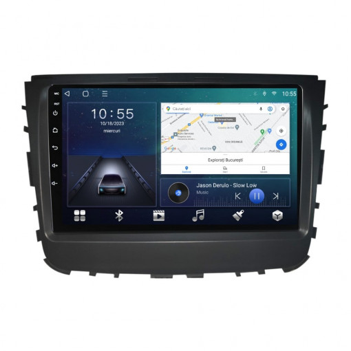 Navigatie dedicata cu Android Ssangyong Rexton dupa 2017, 2GB RAM, Radio GPS Dual Zone, Display HD QLED 9" Touchscreen, Internet Wi-Fi si slot SIM 4G, Bluetooth, MirrorLink, USB