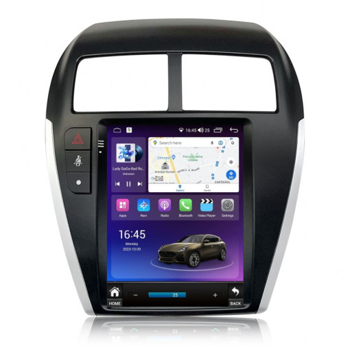 Navigatie dedicata cu Android tip tesla Mitsubishi ASX 2010 - 2016, 4GB RAM, Radio GPS Dual Zone, Touchscreen IPS 9.7" HD, Internet Wi-Fi si slot SIM 4G, Bluetooth, MirrorLink, USB