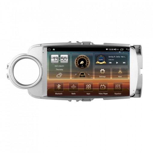 Navigatie dedicata cu Android Toyota Yaris P13 2011 - 2018, 4GB RAM, Radio GPS Dual Zone, Display HD IPS 9" Touchscreen, Internet Wi-Fi si slot SIM 4G, Bluetooth, MirrorLink, USB, Waze