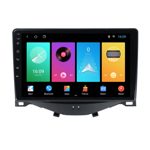 Navigatie dedicata cu Android Citroen C1 II 2014 - 2022, 2GB RAM, Radio GPS Dual Zone, Display HD IPS 9" Touchscreen, Internet Wi-Fi, Bluetooth, MirrorLink, USB, Waze