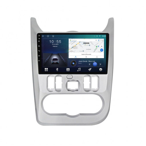 Navigatie dedicata cu Android Dacia Logan I 2008 - 2013, 2GB RAM, Radio GPS Dual Zone, Display HD QLED 9" Touchscreen, Internet Wi-Fi si slot SIM 4G, Bluetooth, MirrorLink, USB