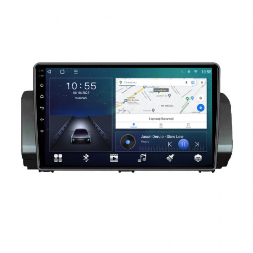 Navigatie dedicata cu Android Dacia Logan III dupa 2021, 2GB RAM, Radio GPS Dual Zone, Display HD QLED 9" Touchscreen, Internet Wi-Fi si slot SIM 4G, Bluetooth, MirrorLink, USB