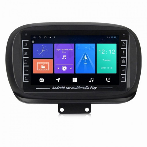 Navigatie dedicata cu Android Fiat 500X dupa 2014, 1GB RAM, Radio GPS Dual Zone, Display HD IPS 8" Touchscreen, Internet Wi-Fi, Bluetooth, MirrorLink, USB, Waze