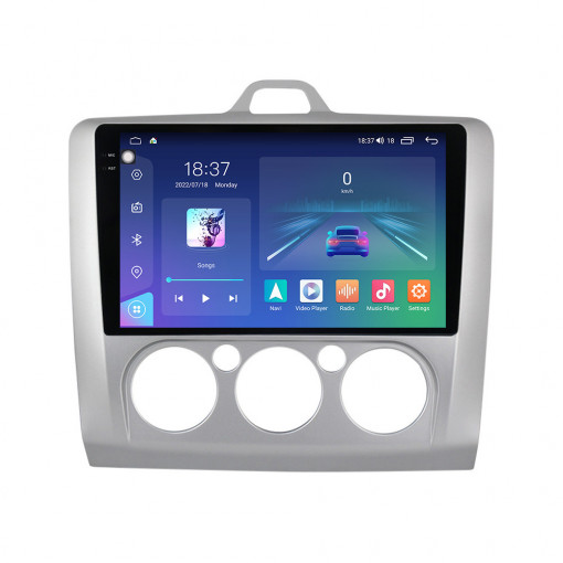 Navigatie dedicata cu Android Ford Focus II 2004 - 2011, clima manuala, 4GB RAM, Radio GPS Dual Zone, Display 2K QLED 9.5" Touchscreen, Internet Wi-Fi si slot SIM 4G, Bluetooth, MirrorLink, USB
