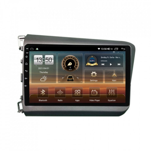 Navigatie dedicata cu Android Honda Civic IX Sedan 2011 - 2015, 8GB RAM, Radio GPS Dual Zone, Display HD IPS 9" Touchscreen, Internet Wi-Fi si slot SIM 4G, Bluetooth, MirrorLink, USB, Waze