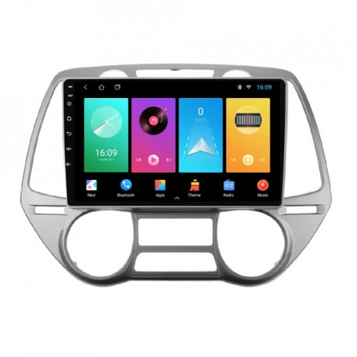 Navigatie dedicata cu Android Hyundai i20 2008 - 2012, clima automata, 1GB RAM, Radio GPS Dual Zone, Display HD 9" Touchscreen, Internet Wi-Fi, Bluetooth, MirrorLink, USB, Waze