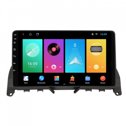 Navigatie dedicata cu Android Mercedes C-Class W204 2007 - 2011, 2GB RAM, Radio GPS Dual Zone, Display HD 9" Touchscreen, Internet Wi-Fi, Bluetooth, MirrorLink, USB, Waze