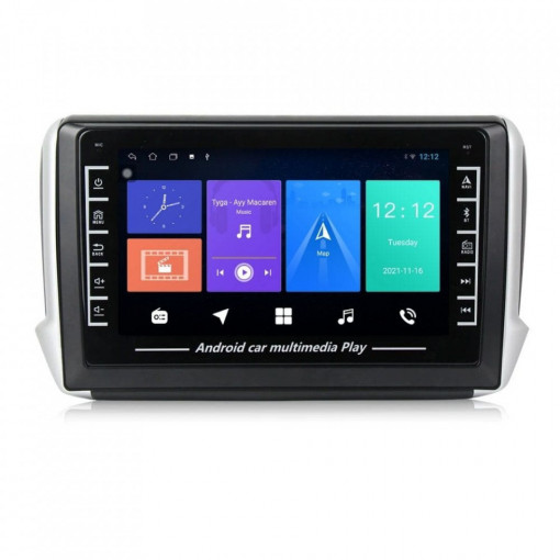 Navigatie dedicata cu Android Peugeot 208 I 2012 - 2019, 1GB RAM, Radio GPS Dual Zone, Display HD IPS 8" Touchscreen, Internet Wi-Fi, Bluetooth, MirrorLink, USB, Waze