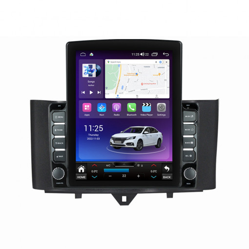 Navigatie dedicata cu Android Smart Fortwo 2011 - 2014, 4GB RAM, Radio GPS Dual Zone, Touchscreen IPS 9.7" HD tip Tesla, Internet Wi-Fi si slot SIM 4G, Bluetooth, MirrorLink, USB, Waze