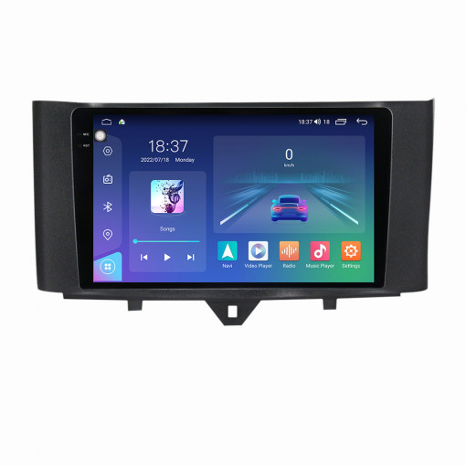Navigatie dedicata cu Android Smart Fortwo 2011 - 2014, 8GB RAM, Radio GPS Dual Zone, Display 2K QLED 9.5" Touchscreen, Internet Wi-Fi si slot SIM 4G, Bluetooth, MirrorLink, USB