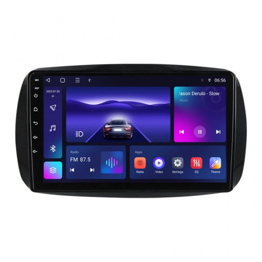 Navigatie dedicata cu Android Smart Fortwo dupa 2014, 3GB RAM, Radio GPS Dual Zone, Display HD QLED 9" Touchscreen, Internet Wi-Fi si slot SIM 4G, Bluetooth, MirrorLink, USB