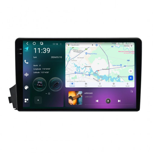 Navigatie dedicata cu Android Ssangyong Actyon 2005 - 2012, 12GB RAM, Radio GPS Dual Zone, Display 2K QLED 9.5" Touchscreen, Internet Wi-Fi si slot SIM 4G, Bluetooth, MirrorLink, USB