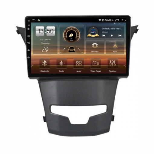 Navigatie dedicata cu Android Ssangyong Korando 2013 - 2019, 4GB RAM, Radio GPS Dual Zone, Display HD IPS 9" Touchscreen, Internet Wi-Fi si slot SIM 4G, Bluetooth, MirrorLink, USB, Waze