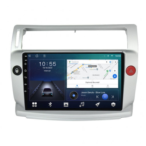 Navigatie dedicata cu Android Citroen C4 I 2004 - 2009, 2GB RAM, Radio GPS Dual Zone, Display HD QLED 9" Touchscreen, Internet Wi-Fi si slot SIM 4G, Bluetooth, MirrorLink, USB