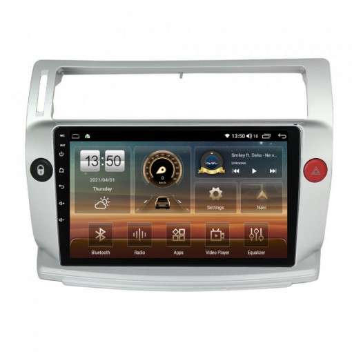 Navigatie dedicata cu Android Citroen C4 I 2004 - 2009, 4GB RAM, Radio GPS Dual Zone, Display HD IPS 9" Touchscreen, Internet Wi-Fi si slot SIM 4G, Bluetooth, MirrorLink, USB, Waze