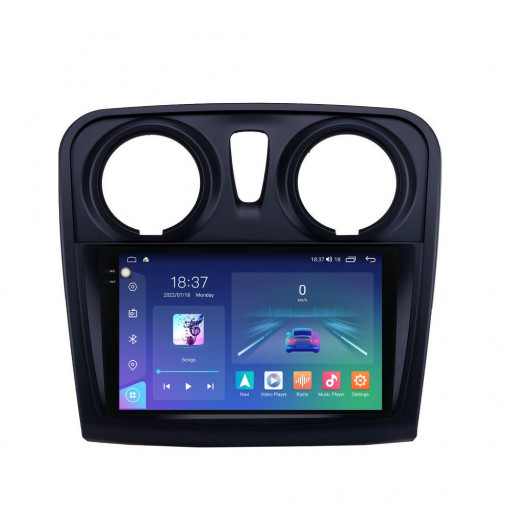 Navigatie dedicata cu Android Dacia Logan II 2012 - 2020, 4GB RAM, Radio GPS Dual Zone, Display 2K QLED 9.5" Touchscreen, Internet Wi-Fi si slot SIM 4G, Bluetooth, MirrorLink, USB