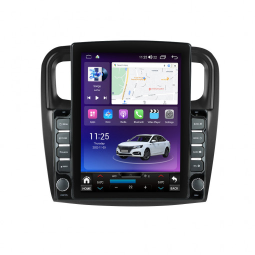 Navigatie dedicata cu Android Dacia Logan II 2012 - 2020, 4GB RAM, Radio GPS Dual Zone, Touchscreen IPS 9.7" HD tip Tesla, Internet Wi-Fi si slot SIM 4G, Bluetooth, MirrorLink, USB, Waze