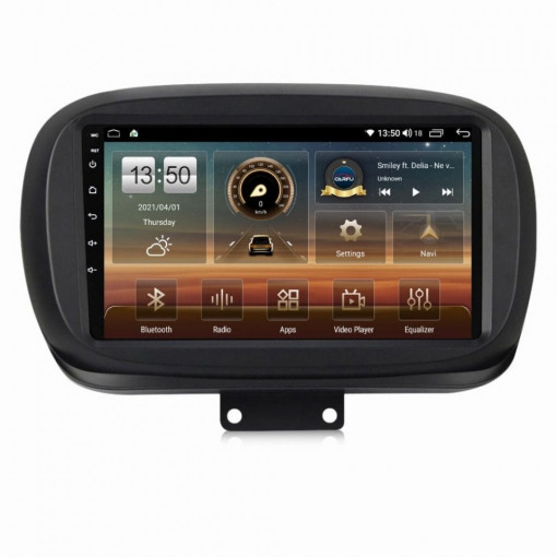 Navigatie dedicata cu Android Fiat 500X dupa 2014, 8GB RAM, Radio GPS Dual Zone, Display HD IPS 9" Touchscreen, Internet Wi-Fi si slot SIM 4G, Bluetooth, MirrorLink, USB, Waze