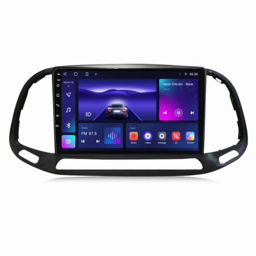 Navigatie dedicata cu Android Fiat Doblo dupa 2015, 3GB RAM, Radio GPS Dual Zone, Display HD QLED 9" Touchscreen, Internet Wi-Fi si slot SIM 4G, Bluetooth, MirrorLink, USB
