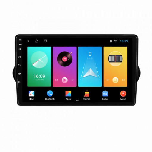 Navigatie dedicata cu Android Fiat Tipo dupa 2015, 1GB RAM, Radio GPS Dual Zone, Display HD IPS 9" Touchscreen, Internet Wi-Fi, Bluetooth, MirrorLink, USB, Waze