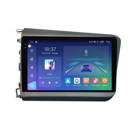 Navigatie dedicata cu Android Honda Civic IX Sedan 2011 - 2015, 4GB RAM, Radio GPS Dual Zone, Display 2K QLED 9.5" Touchscreen, Internet Wi-Fi si slot SIM 4G, Bluetooth, MirrorLink, USB