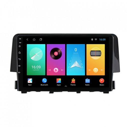 Navigatie dedicata cu Android Honda Civic X 2015 - 2021, 2GB RAM, Radio GPS Dual Zone, Display HD 9" Touchscreen, Internet Wi-Fi, Bluetooth, MirrorLink, USB, Waze