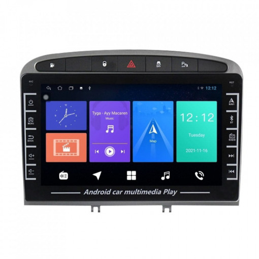 Navigatie dedicata cu Android Peugeot 308 I 2007 - 2013, 1GB RAM, Radio GPS Dual Zone, Display HD IPS 8" Touchscreen, Internet Wi-Fi, Bluetooth, MirrorLink, USB, Waze