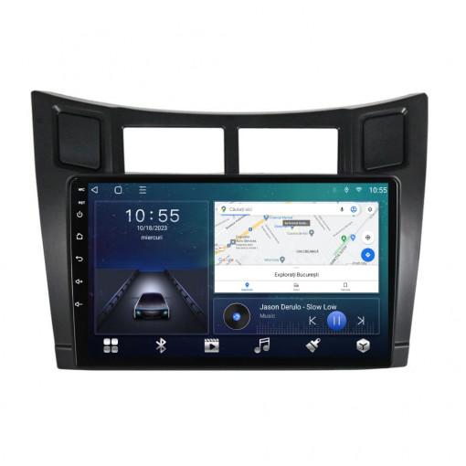 Navigatie dedicata cu Android Toyota Yaris 2006 - 2011, 2GB RAM, Radio GPS Dual Zone, Display HD QLED 9" Touchscreen, Internet Wi-Fi si slot SIM 4G, Bluetooth, MirrorLink, USB