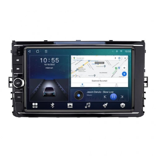Navigatie dedicata cu Android VW T-Cross dupa 2018, 2GB RAM, Radio GPS Dual Zone, Display HD QLED 9'' Touchscreen, Internet Wi-Fi si slot SIM 4G, Bluetooth, MirrorLink, USB