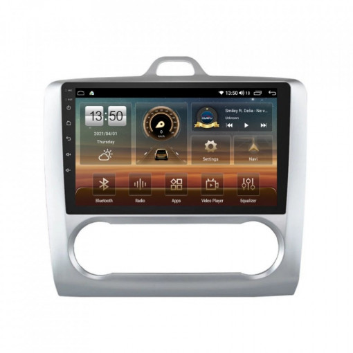 Navigatie dedicata cu Android Ford Focus II 2004 - 2011, clima automata, 4GB RAM, Radio GPS Dual Zone, Display HD IPS 9" Touchscreen, Internet Wi-Fi si slot SIM 4G, Bluetooth, MirrorLink, USB, Waze