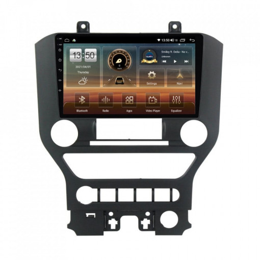 Navigatie dedicata cu Android Ford Mustang 2014 - 2021 cu navigatie originala, 4GB RAM, Radio GPS Dual Zone, Display HD IPS 9" Touchscreen, Internet Wi-Fi si slot SIM 4G, Bluetooth, MirrorLink, USB, Waze
