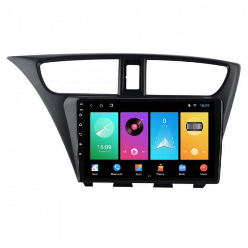 Navigatie dedicata cu Android Honda Civic IX Hatchback 2011 - 2015, 1GB RAM, Radio GPS Dual Zone, Display HD IPS 9" Touchscreen, Internet Wi-Fi, Bluetooth, MirrorLink, USB, Waze