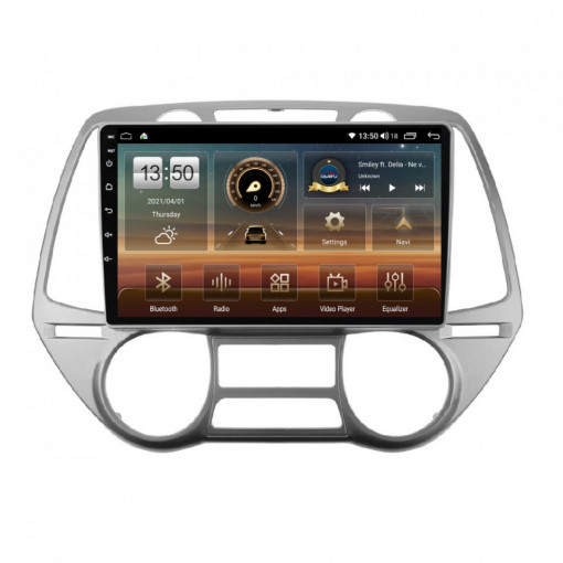 Navigatie dedicata cu Android Hyundai i20 2008 - 2012, clima automata, 8GB RAM, Radio GPS Dual Zone, Display HD IPS 9" Touchscreen, Internet Wi-Fi si slot SIM 4G, Bluetooth, MirrorLink, USB, Waze