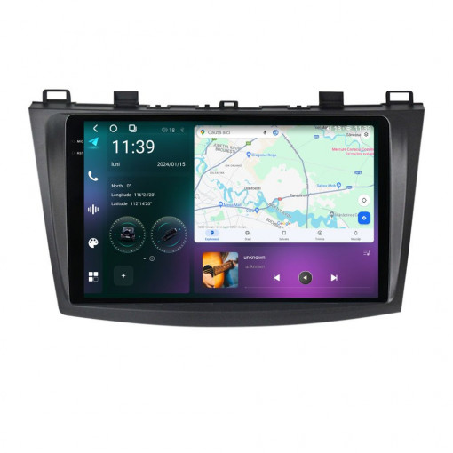 Navigatie dedicata cu Android Mazda 3 2009 - 2013, 12GB RAM, Radio GPS Dual Zone, Display 2K QLED 9.5" Touchscreen, Internet Wi-Fi si slot SIM 4G, Bluetooth, MirrorLink, USB