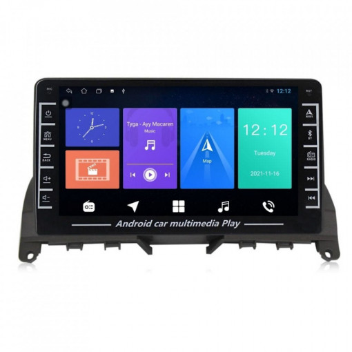 Navigatie dedicata cu Android Mercedes C-Class W204 2007 - 2011, 1GB RAM, Radio GPS Dual Zone, Display HD IPS 8" Touchscreen, Internet Wi-Fi, Bluetooth, MirrorLink, USB, Waze
