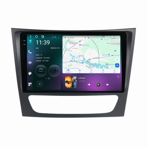 Navigatie dedicata cu Android Mercedes E-Class W211 2002 - 2009, 12GB RAM, Radio GPS Dual Zone, Display 2K QLED 9.5" Touchscreen, Internet Wi-Fi si slot SIM 4G, Bluetooth, MirrorLink, USB