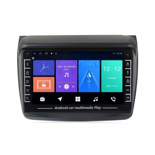 Navigatie dedicata cu Android Mitsubishi L200 2005 - 2015, 1GB RAM, Radio GPS Dual Zone, Display HD IPS 8" Touchscreen, Internet Wi-Fi, Bluetooth, MirrorLink, USB, Waze