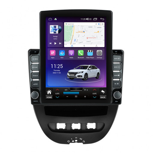 Navigatie dedicata cu Android Peugeot 107 2005 - 2014, 8GB RAM, Radio GPS Dual Zone, Touchscreen IPS 9.7" HD tip Tesla, Internet Wi-Fi si slot SIM 4G, Bluetooth, MirrorLink, USB, Waze