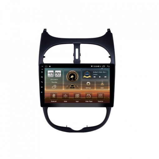 Navigatie dedicata cu Android Peugeot 206 1998 - 2009, 6GB RAM, Radio GPS Dual Zone, Display HD IPS 9" Touchscreen, Internet Wi-Fi si slot SIM 4G, Bluetooth, MirrorLink, USB, Waze