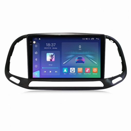 Navigatie dedicata cu Android Fiat Doblo dupa 2015, 4GB RAM, Radio GPS Dual Zone, Display 2K QLED 9.5" Touchscreen, Internet Wi-Fi si slot SIM 4G, Bluetooth, MirrorLink, USB