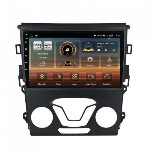 Navigatie dedicata cu Android Ford Mondeo V dupa 2014 fara navigatie originala, 4GB RAM, Radio GPS Dual Zone, Display HD IPS 9" Touchscreen, Internet Wi-Fi si slot SIM 4G, Bluetooth, MirrorLink, USB, Waze